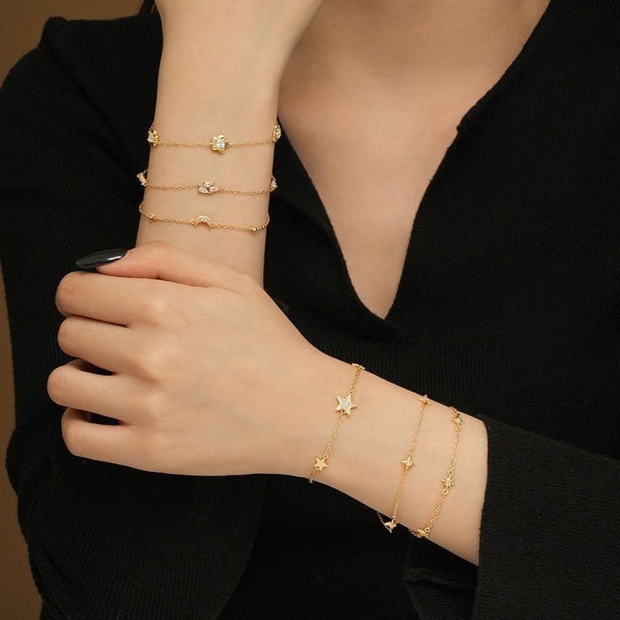 S925 Sterling Silver Bracelet Set with Zirconia