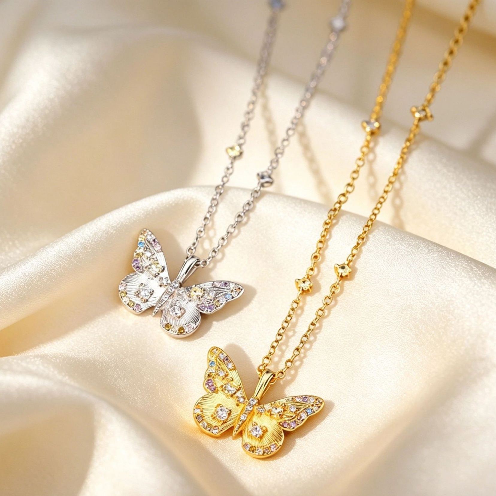 S925 Sterling Silver Necklace with Colorful Zirconia