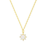 S925 Sterling Silver Opal and Zircon Necklace
