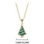 925 Sterling Silver Colorful Zircon Christmas Tree Necklace and Earring Set