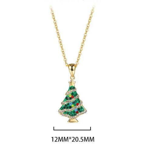 925 Sterling Silver Colorful Zircon Christmas Tree Necklace and Earring Set
