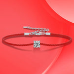 S925 Silver Moissanite Red Cord Bracelet