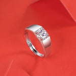 S925 Silver Moissanite Adjustable Open Ring