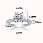 S925 Sterling Silver Ring with 1, 2, or 3-Carat Moissanite