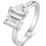 S925 Sterling Silver Square Moissanite Open Ring