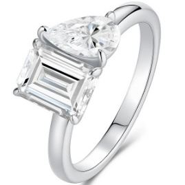 S925 Sterling Silver Square Moissanite Open Ring