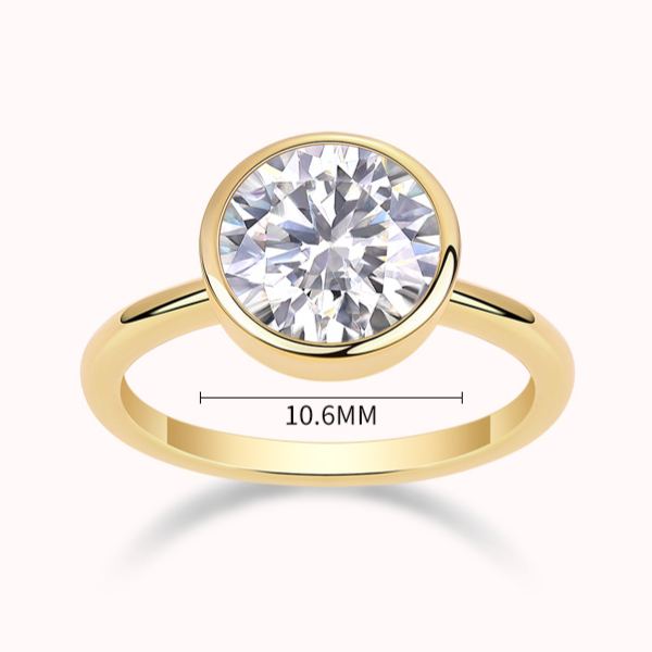 S925 Silver Gold-Plated Moissanite Ring