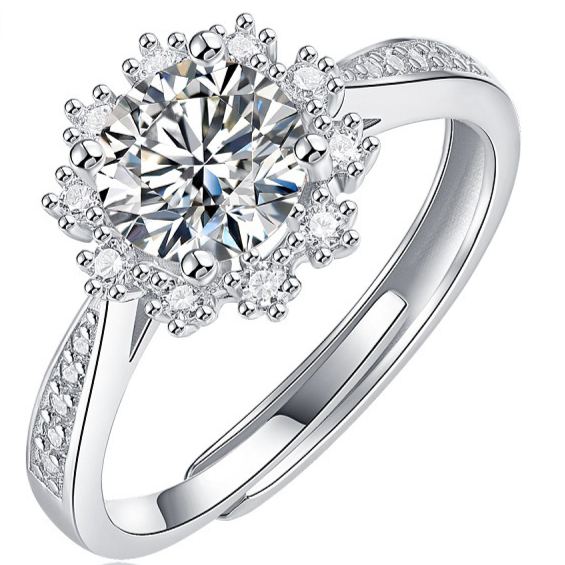 S925 Silver Icy Moissanite Ring