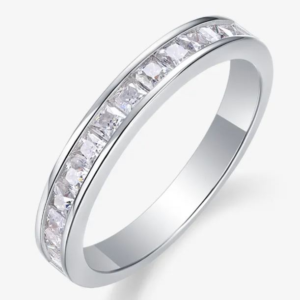 S925 Sterling Silver Moissanite Solid-Band Ring