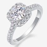 S925 Silver Classic Square-Cut Moissanite "Small Sugar Cube" Ring