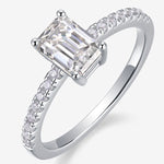 S925 Sterling Silver Moissanite Ring with Elaborate Setting