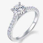S925 Sterling Silver Moissanite Ring with Elaborate Setting