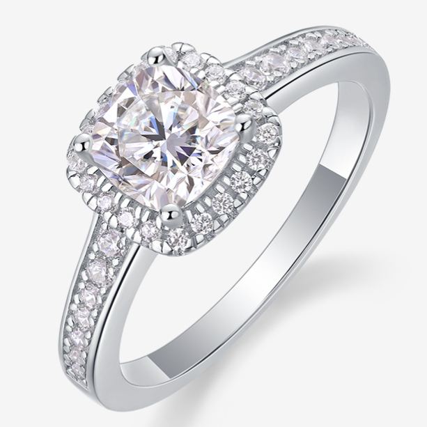 925 Sterling Silver Statement Moissanite Ring
