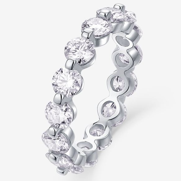 S925 Silver Moissanite Solid-Band Ring