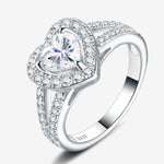 S925 Sterling Silver Heart-Shaped Moissanite Ring