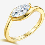 S925 Silver Gold-Tone Moissanite Ring – Office-Chic Style