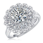 S925 Sterling Silver Fully Pave-Set Moissanite Adjustable Ring