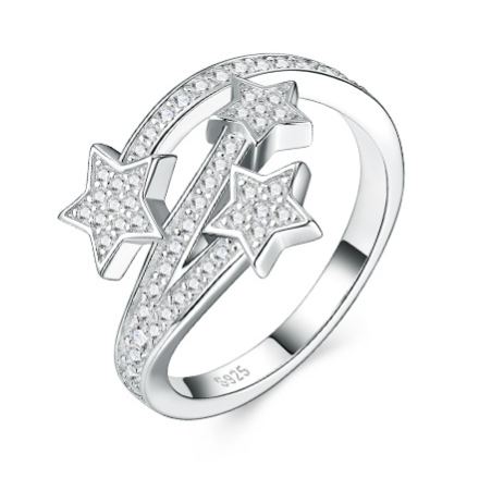 S925 Sterling Silver Star Moissanite Ring
