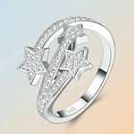 S925 Sterling Silver Star Moissanite Ring