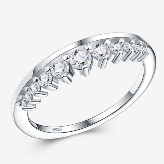 S925 Silver Crown Ring Fully Paved with Moissanite