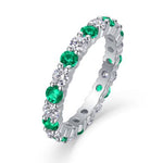 S925 Silver Ring with Green and Red Sapphires and Moissanite