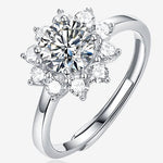 S925 Silver Moissanite Adjustable Ring