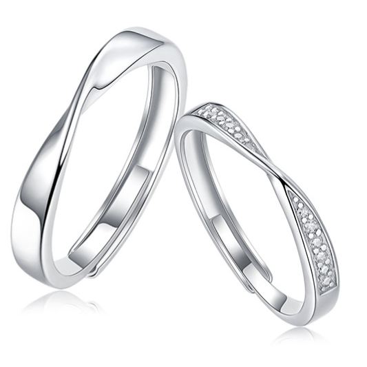 S925 Silver Moissanite Adjustable Möbius Couple's Ring