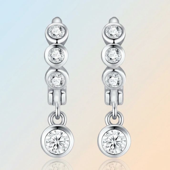 S925 Silver Long "Forest-Style" Sweet Moissanite Earrings