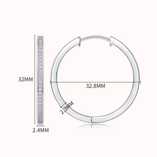 S925 Sterling Silver Moissanite Large Hoop Earrings