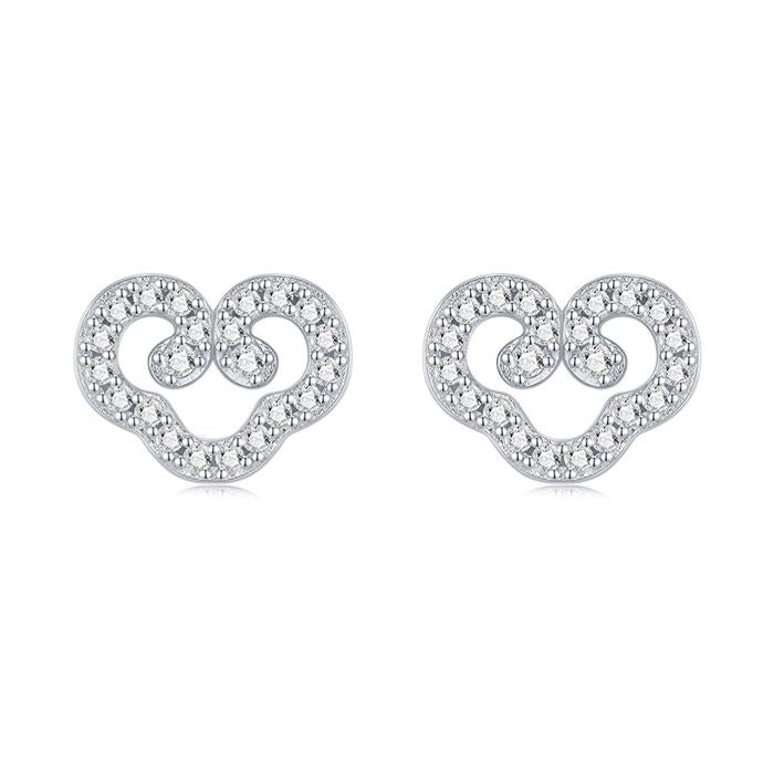 S925 Sterling Silver Sweet Heart-Shaped Moissanite Stud Earrings