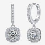 S925 Sterling Silver Long Round Moissanite Earrings