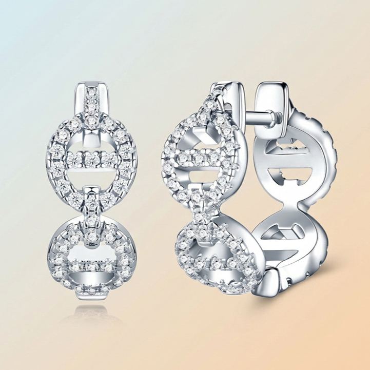 S925 Silver DNA Moissanite Huggie Earrings