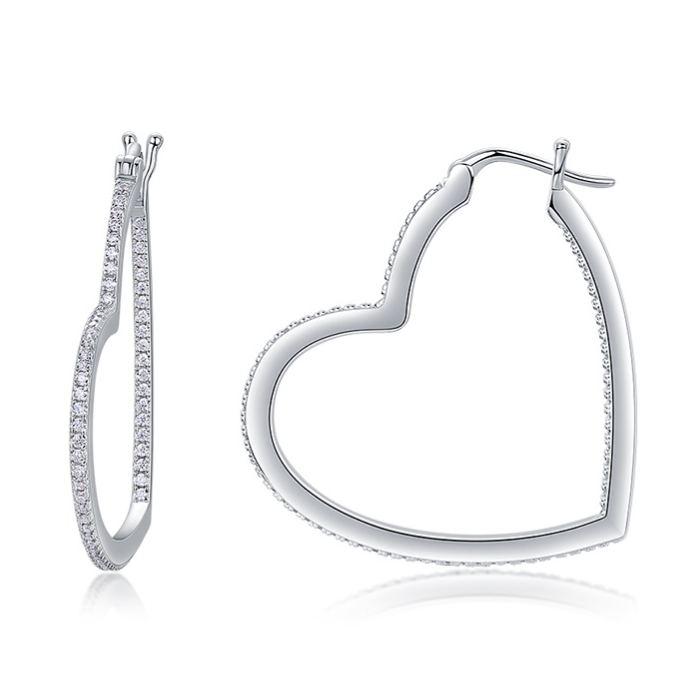 S925 Silver Heart-Shaped Moissanite Earrings
