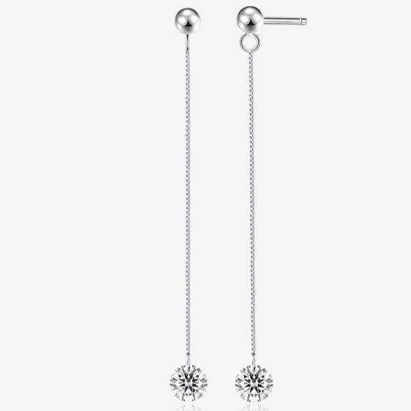 S925 Sterling Silver Moissanite Long Threader Earrings