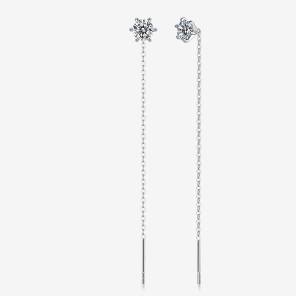 S925 Sterling Silver Moissanite Long Threader Earrings