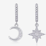 S925 Silver Star and Moon Moissanite Long Earrings