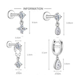 S925 Sterling Silver Square Star & Moon Moissanite Stud Earrings(Single unit)