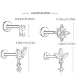 S925 Sterling Silver Moissanite Four-Petal Flower Stud Earring(Single unit)
