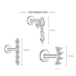 S925 Sterling Silver Moissanite Threaded Cartilage Stud(Single unit)