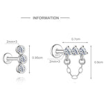 S925 Sterling Silver Moissanite Flat-Back Threaded Cartilage Stud(Single unit)