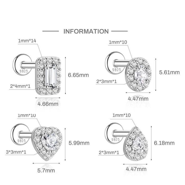 Authentic 925 Sterling Silver Geometric Earrings with D-Color Moissanite(Single unit)