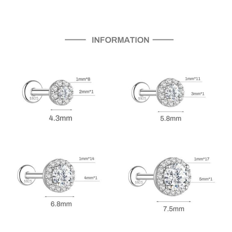 S925 Sterling Silver Round Moissanite Earrings(Single unit)