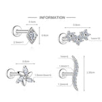 S925 Sterling Silver Snowflake & Wave Spinner Tassel Moissanite Earrings(Single unit)