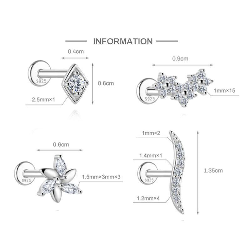 S925 Sterling Silver Snowflake & Wave Spinner Tassel Moissanite Earrings(Single unit)