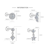 S925 Sterling Silver Snowflake & Wave Spinner Tassel Moissanite Earrings(Single unit)
