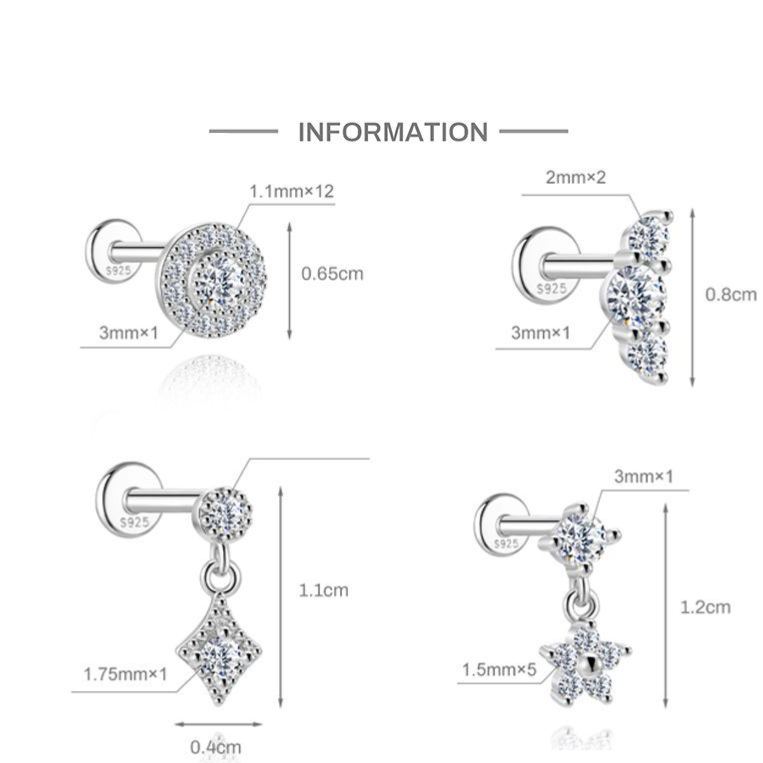 S925 Sterling Silver Snowflake & Wave Spinner Tassel Moissanite Earrings(Single unit)
