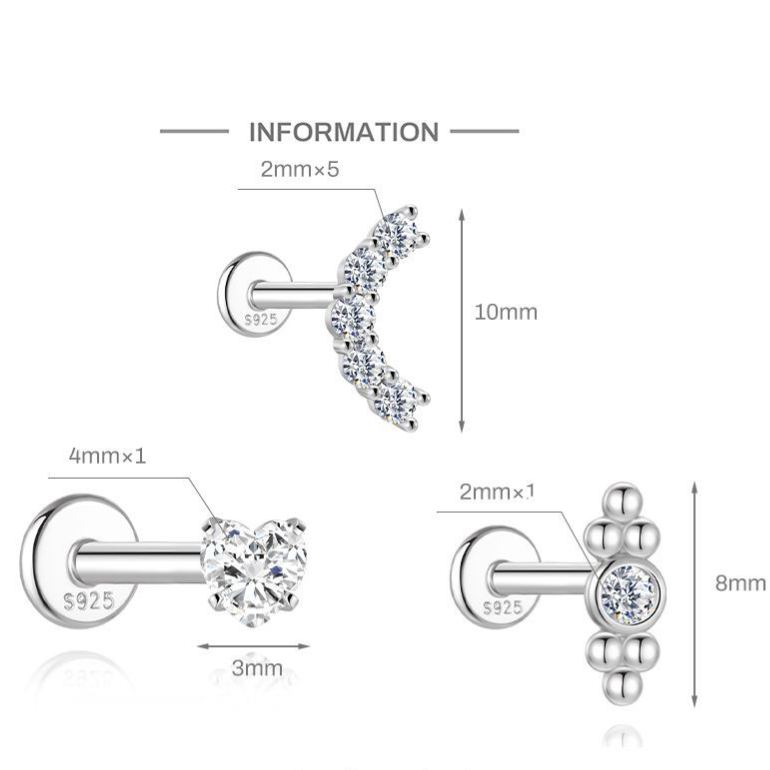 S925 Sterling Silver Moissanite Ear Stud(Single unit)