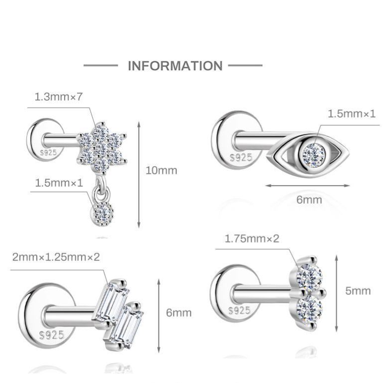 S925 Sterling Silver Moissanite Ear Stud(Single unit)