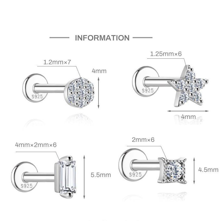 S925 Sterling Silver Moissanite Ear Stud(Single unit)